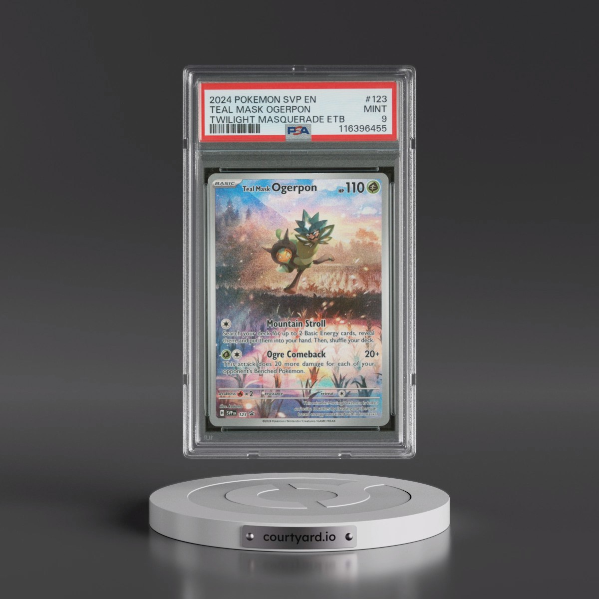 2024 Pokémon Svp EN-SV Black Star Promo #123 Teal Mask Ogerpon - Twilight Masquerade Elite Trainer Box (PSA 9 MINT)