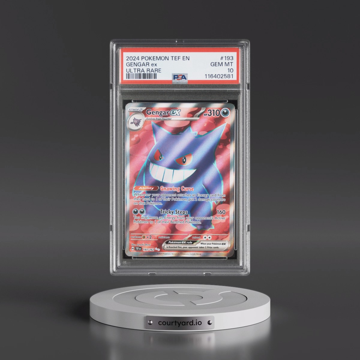 2024 Pokémon Tef EN-Temporal Forces #193 Gengar EX - Holo Ultra Rare (PSA 10 GEM MINT)