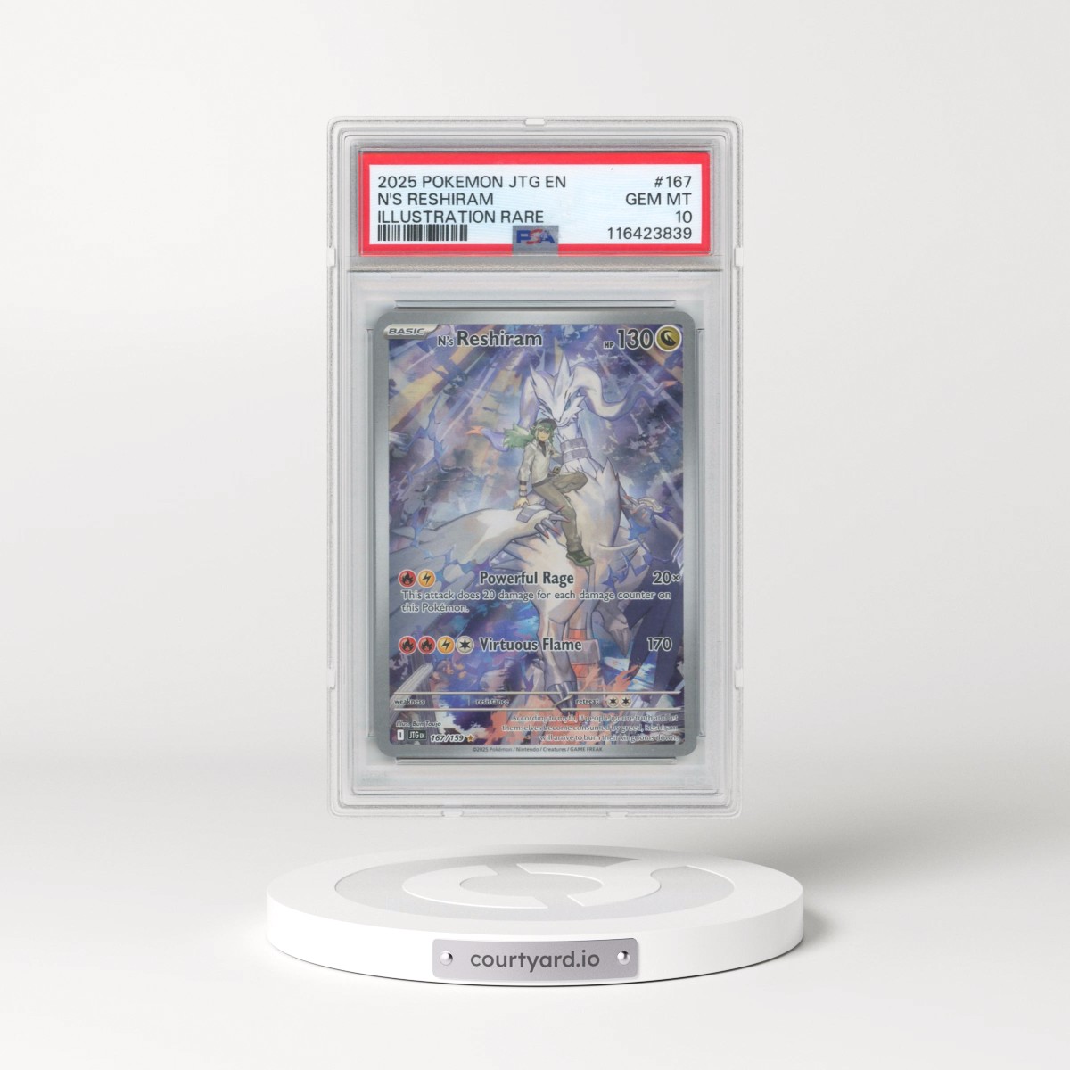 2025 Pokémon Jtg EN-Journey Together #167 N's Reshiram - Illustration Rare (PSA 10 GEM MINT)