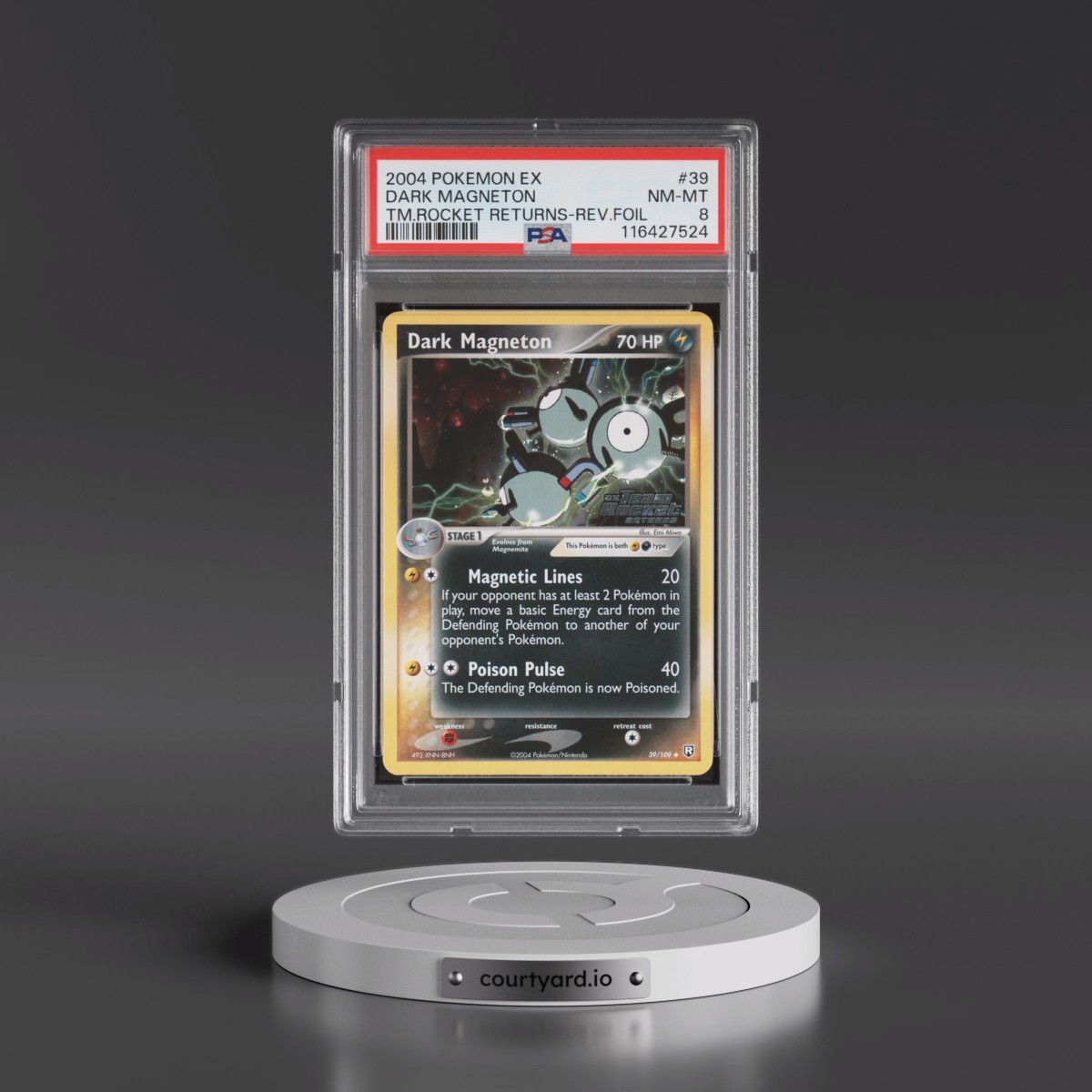 2004 Pokémon EX Team Rocket Returns #39 Dark Magneton - Reverse Foil (PSA 8 NM-MT)