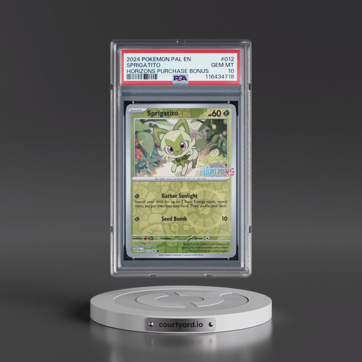 2024 Pokémon Pal EN-Paldea Evolved #012 Sprigatito - Pokemon Horizons Purchase Bonus (PSA 10 GEM MINT)