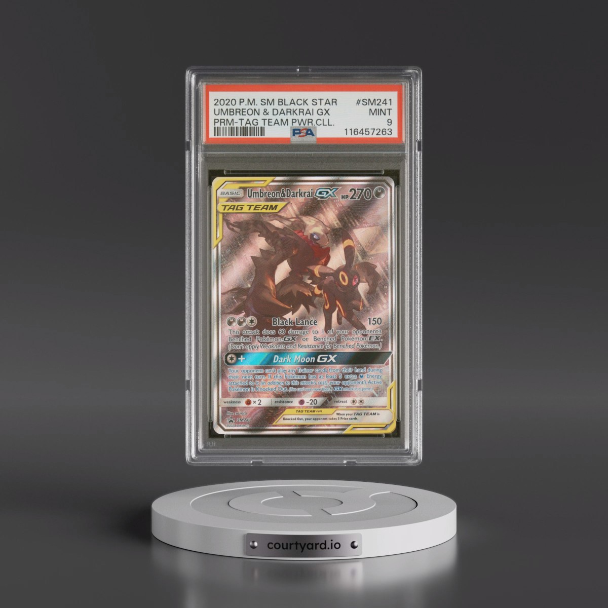 2020 Pokémon SM Black Star Promo #SM241 Umbreon & Darkrai GX - Holo Tag Team Powers Collection (PSA 9 MINT)