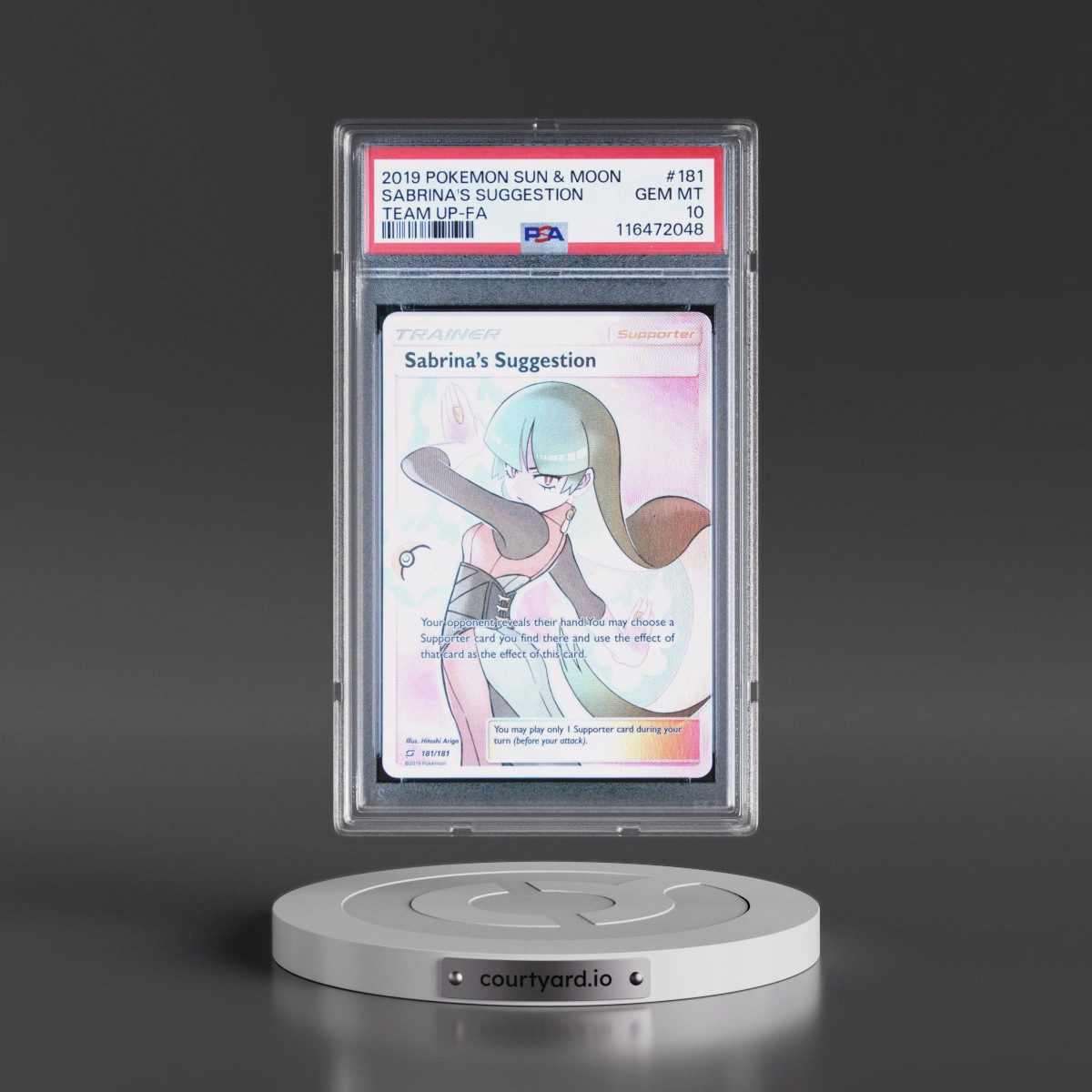 2019 Pokémon Sun & Moon Team Up #181 Sabrina's Suggestion - Full Art (PSA 10 GEM MINT)