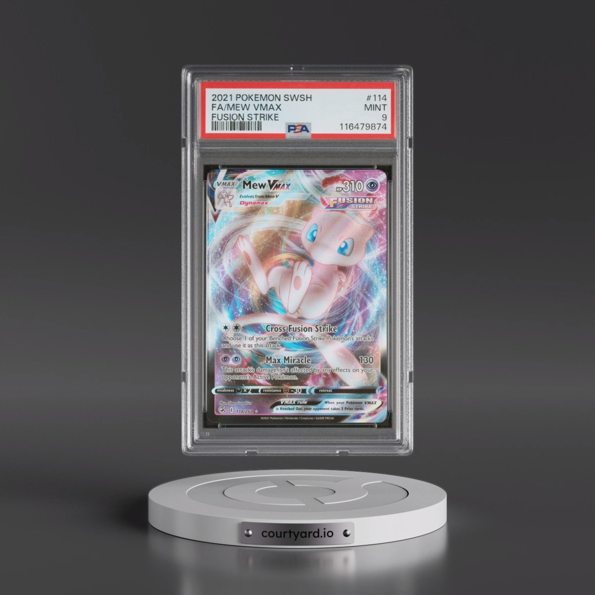 2021 Pokémon Sword & Shield Fusion Strike #114 Mew Vmax - Full Art (PSA 9 MINT)
