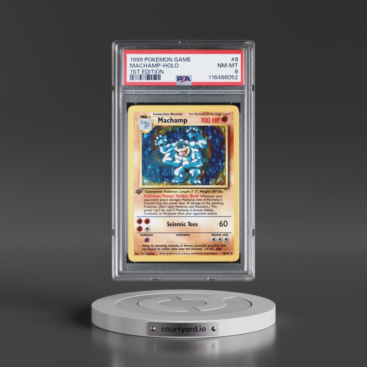 1999 Pokémon Game #8 Machamp - 1st Edition Holo (PSA 8 NM-MT)