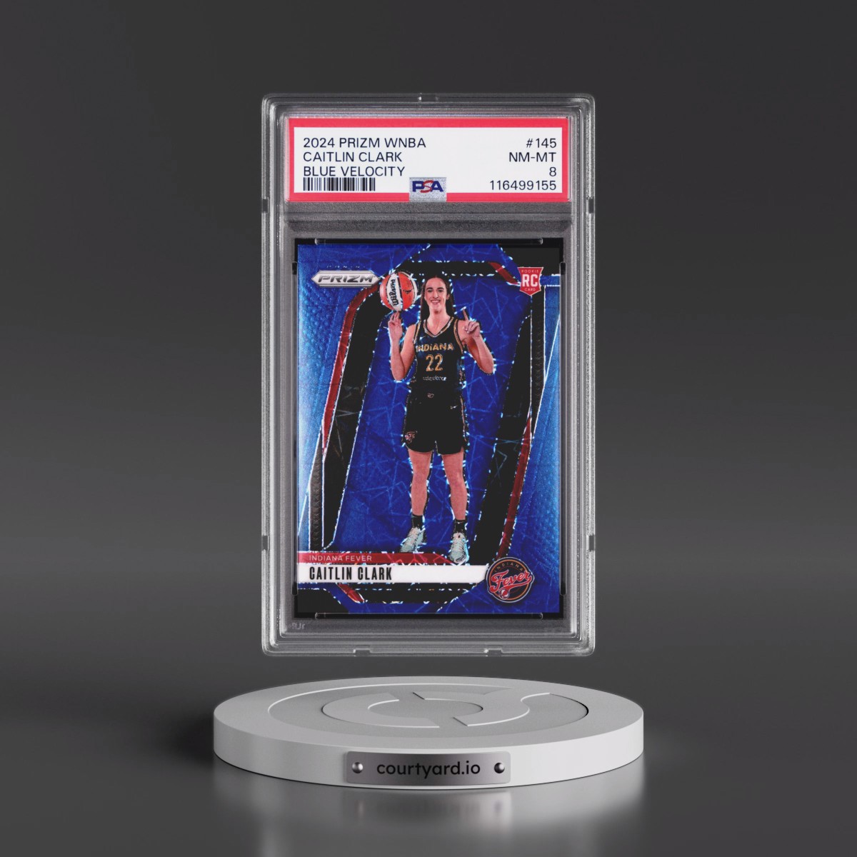 2024 Panini Prizm WNBA #145 Caitlin Clark - Blue Velocity (PSA 8 NM-MT)