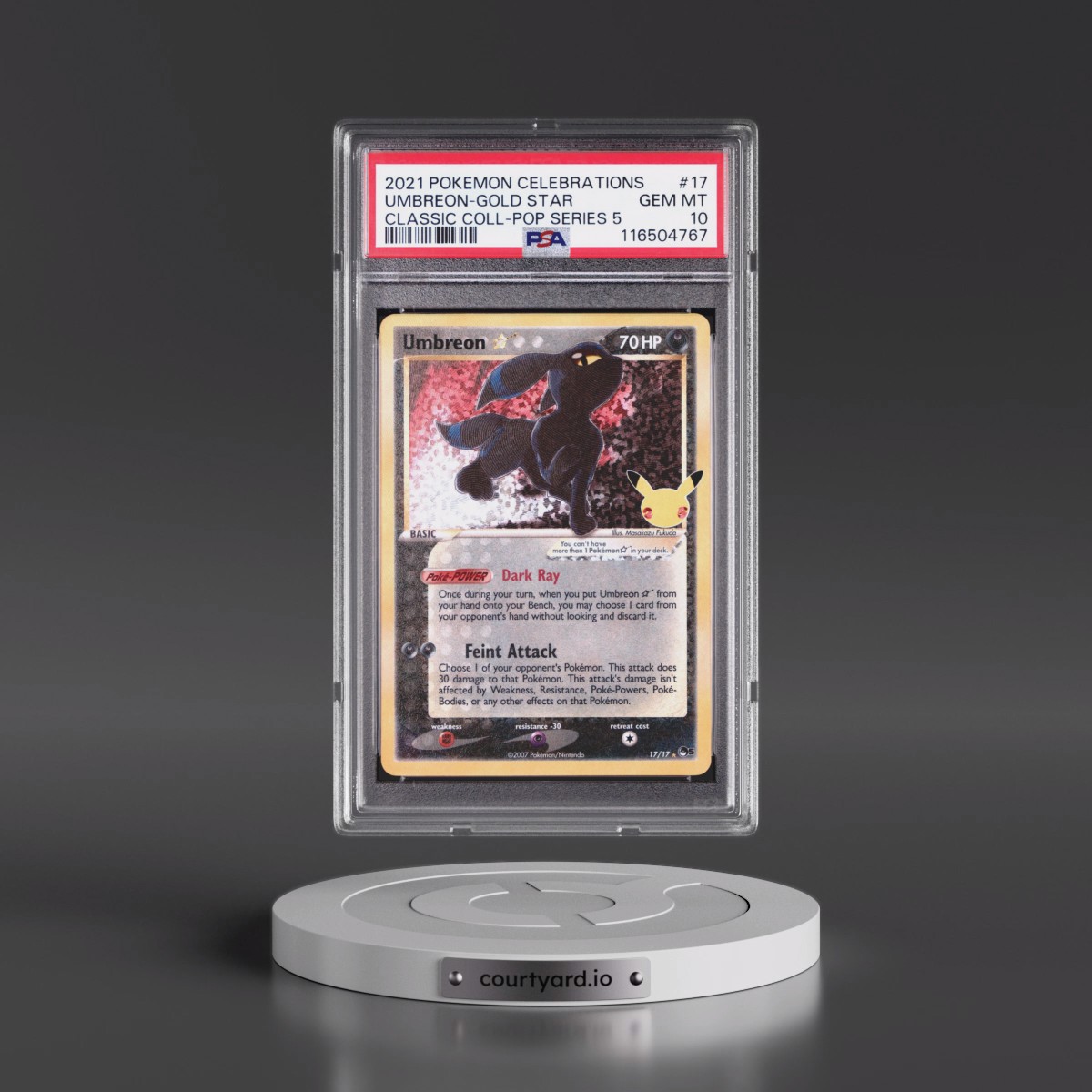 2021 Pokémon Celebrations Classic Collection #17 Umbreon-Gold Star (PSA 10 GEM MINT)