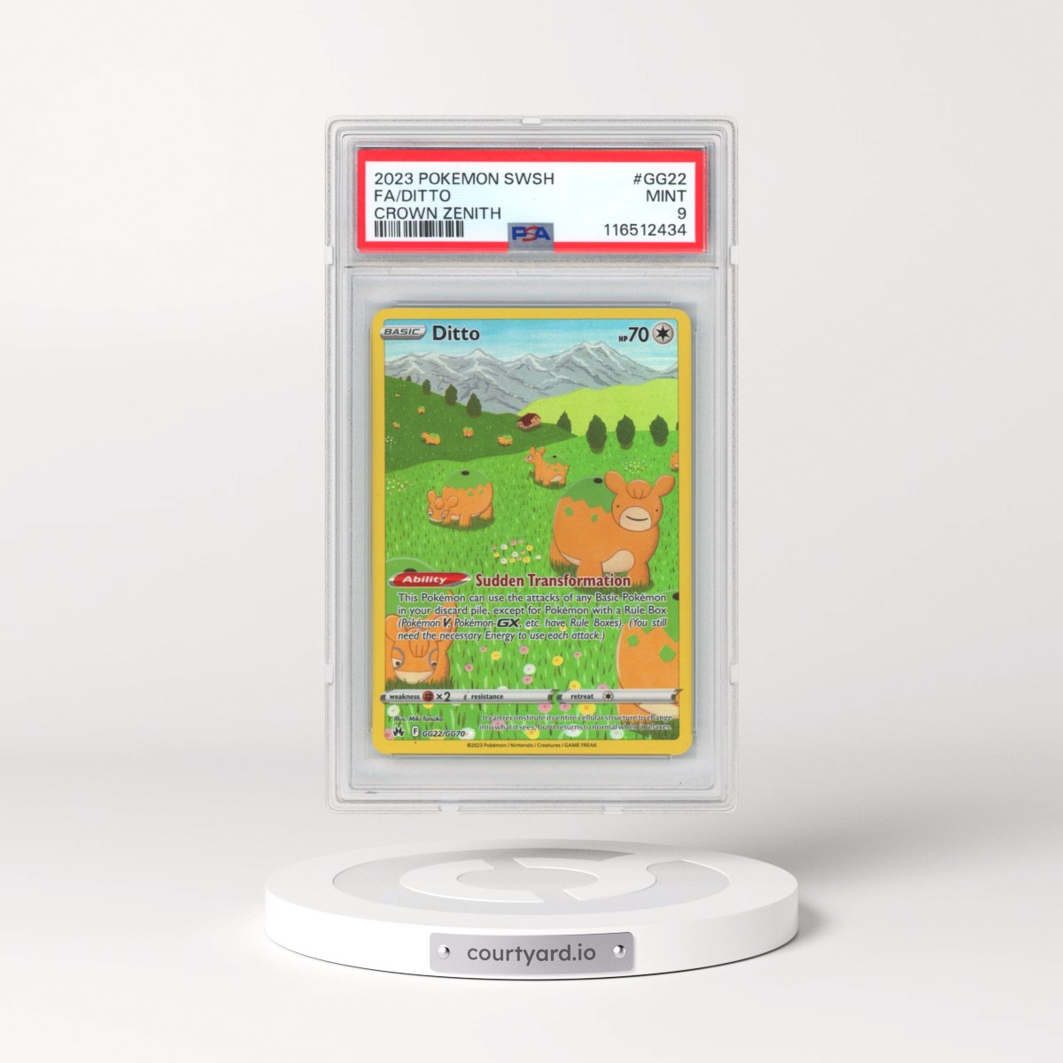 2023 Pokémon Sword and Shield Crown Zenith Ditto - Full Art #GG22 PSA 9
