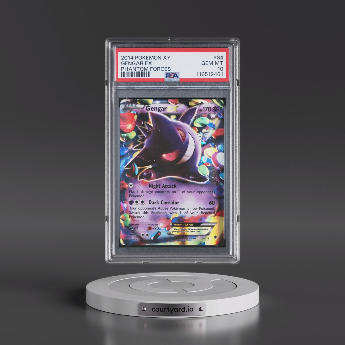 2014 Pokémon XY Phantom Forces #34 Gengar EX - Holo (PSA 10 GEM MINT)