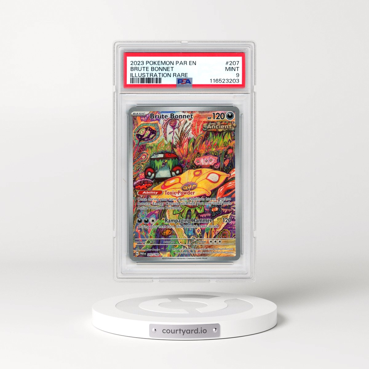 2023 Pokémon Par EN-Paradox Rift #207 Brute Bonnet - Illustration Rare (PSA 9 MINT)