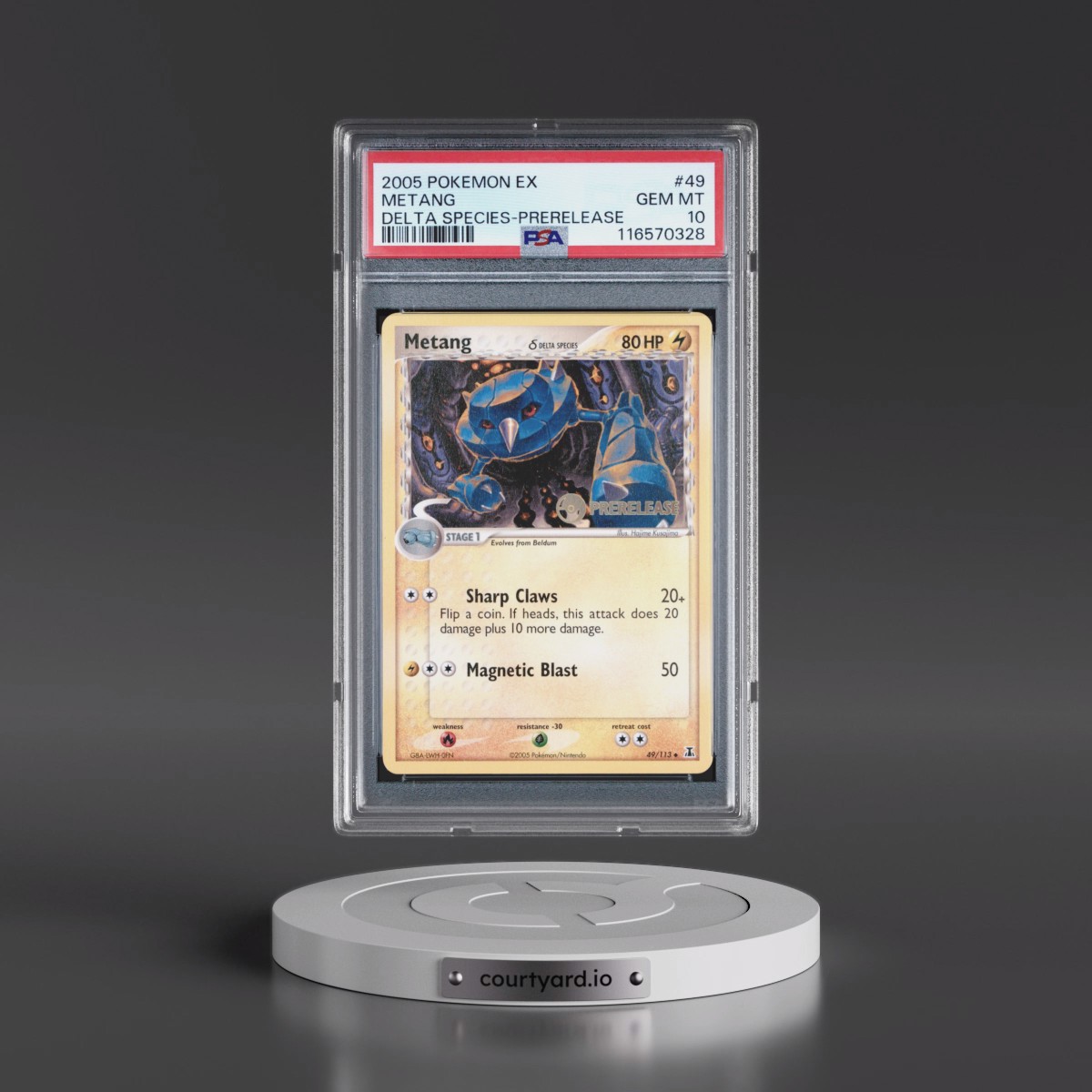 2005 Pokémon EX Delta Species #49 Metang - Prerelease (PSA 10 GEM MINT)