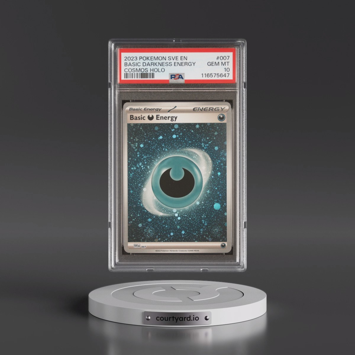 2023 Pokémon Sve EN-Basic Energies #007 Basic Darkness Energy - Cosmos Holo (PSA 10 GEM MINT)