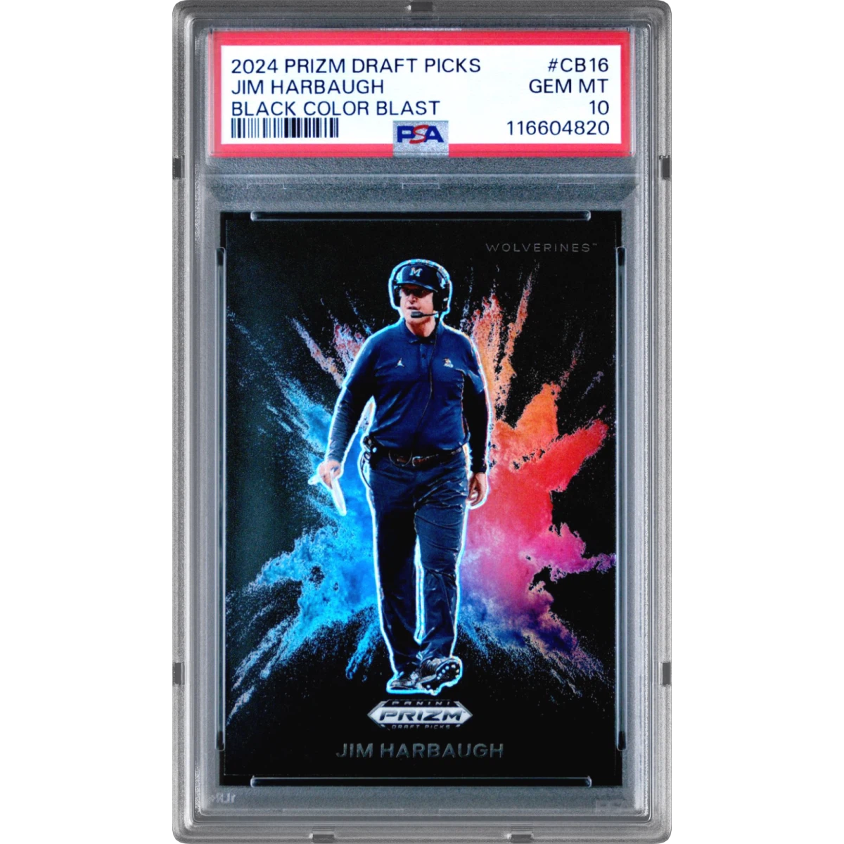 2024 Panini Prizm Draft Picks Black Color Blast #CB16 Jim Harbaugh (PSA 10 GEM MINT)