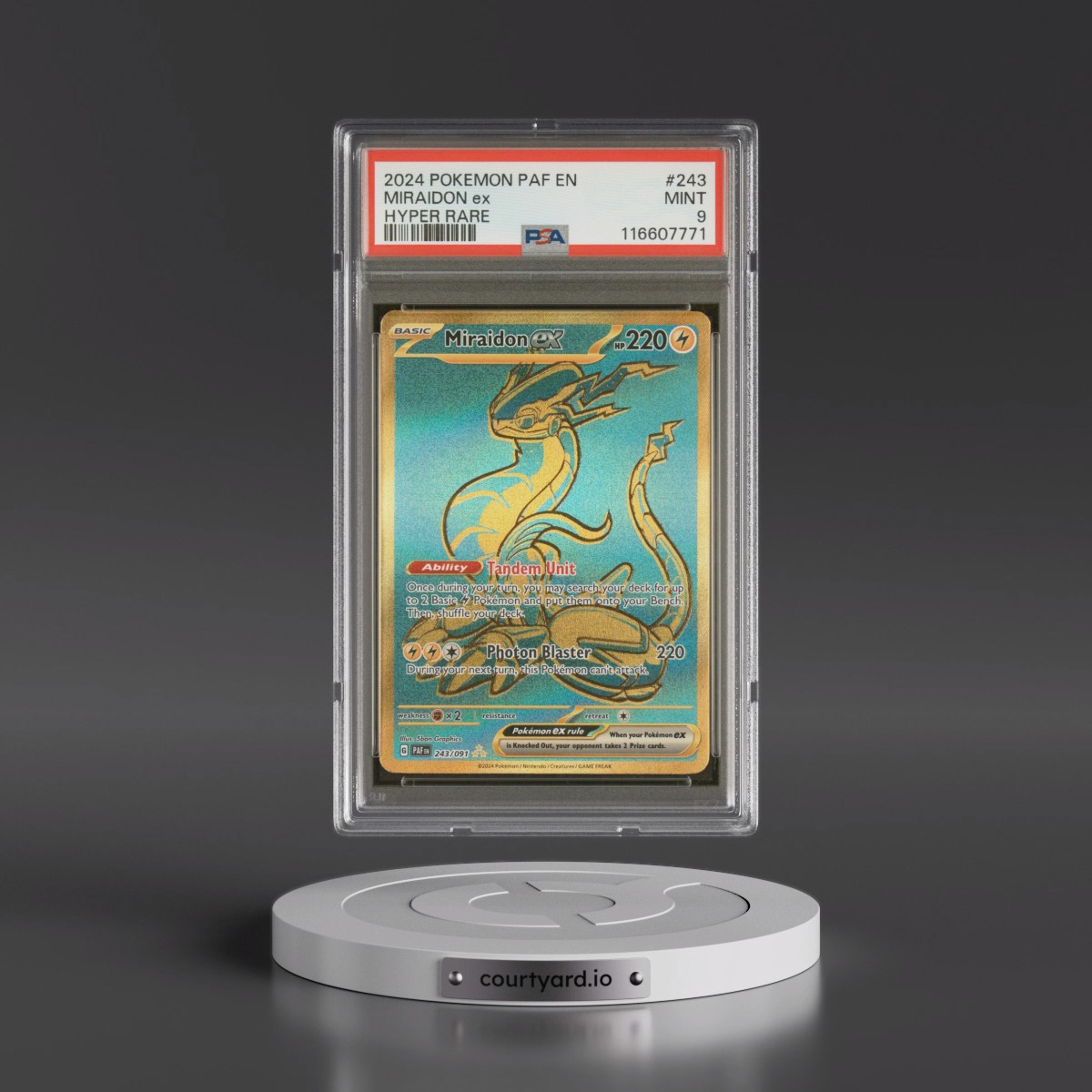 2024 Pokémon Paf EN-Paldean Fates #243 Miraidon EX - Holo Hyper Rare (PSA 9 MINT)