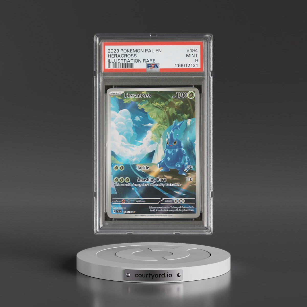 2023 Pokémon Pal EN-Paldea Evolved #194 Heracross - Illustration Rare (PSA 9 MINT)