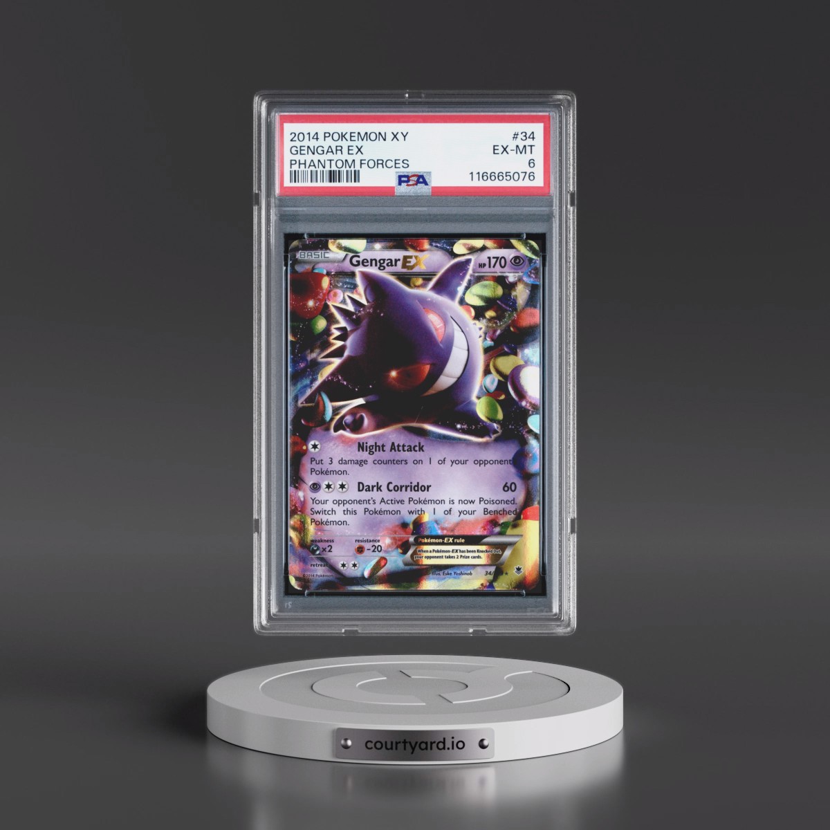 2014 Pokémon XY Phantom Forces #34 Gengar EX - Holo (PSA 6 EX-MT)