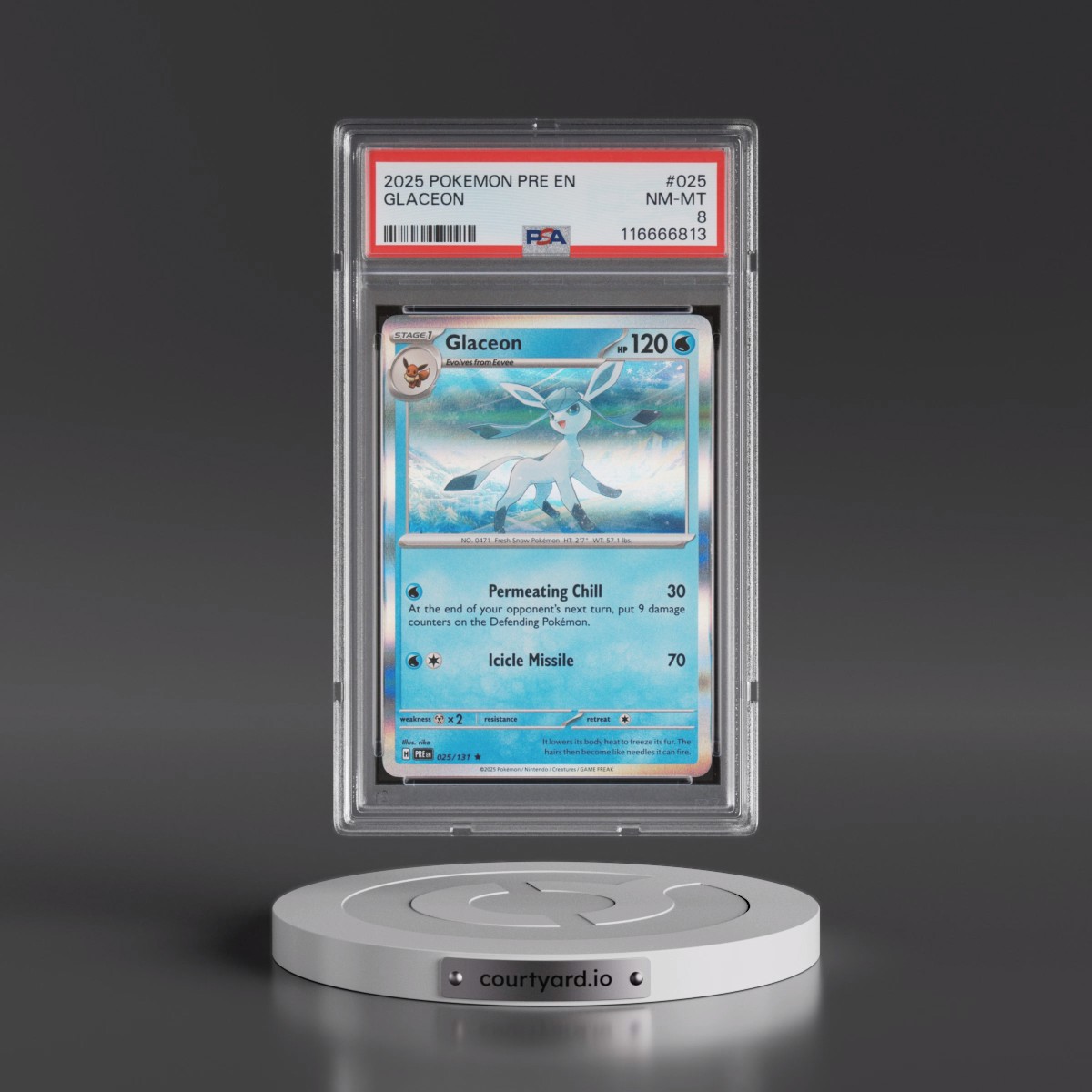 2025 Pokémon Pre EN-Prismatic Evolutions #025 Glaceon (PSA 8 NM-MT)