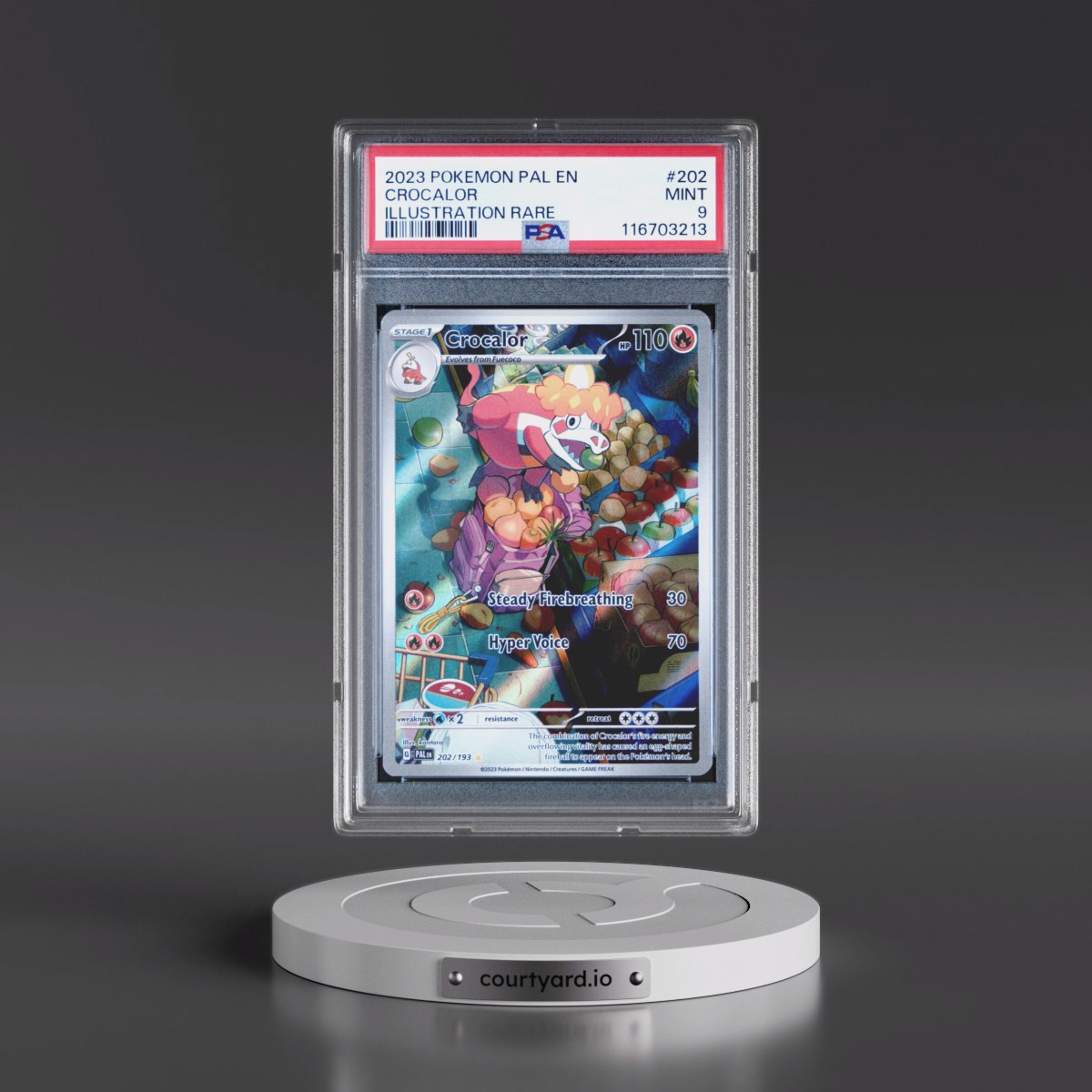 2023 Pokémon Pal EN-Paldea Evolved #202 Crocalor - Illustration Rare (PSA 9 MINT)