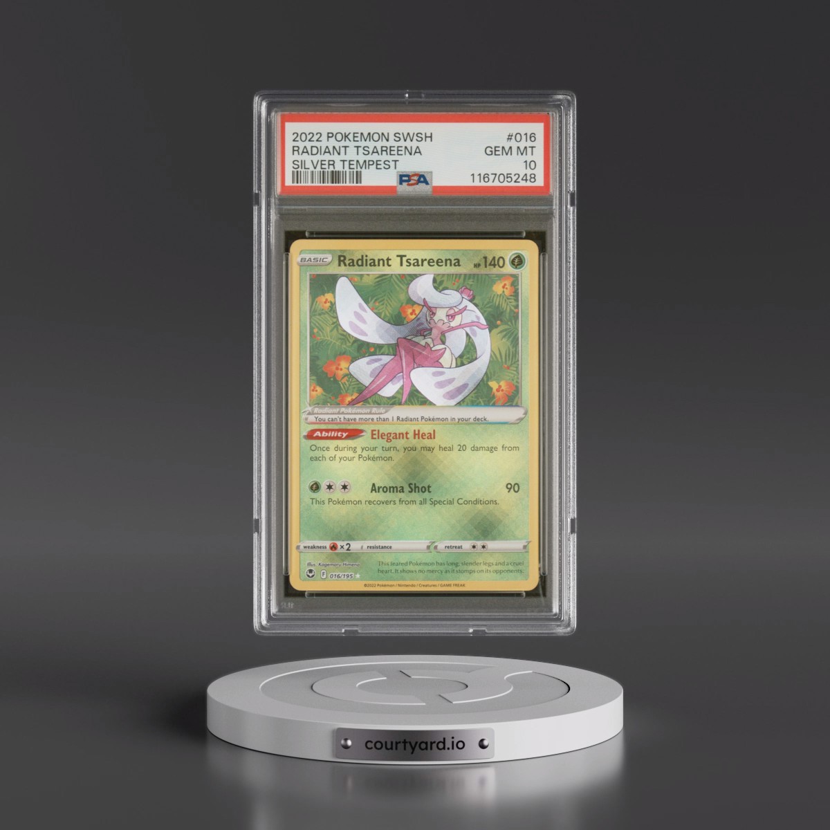 2022 Pokémon Sword & Shield Silver Tempest #016 Radiant Tsareena - Holo (PSA 10 GEM MINT)