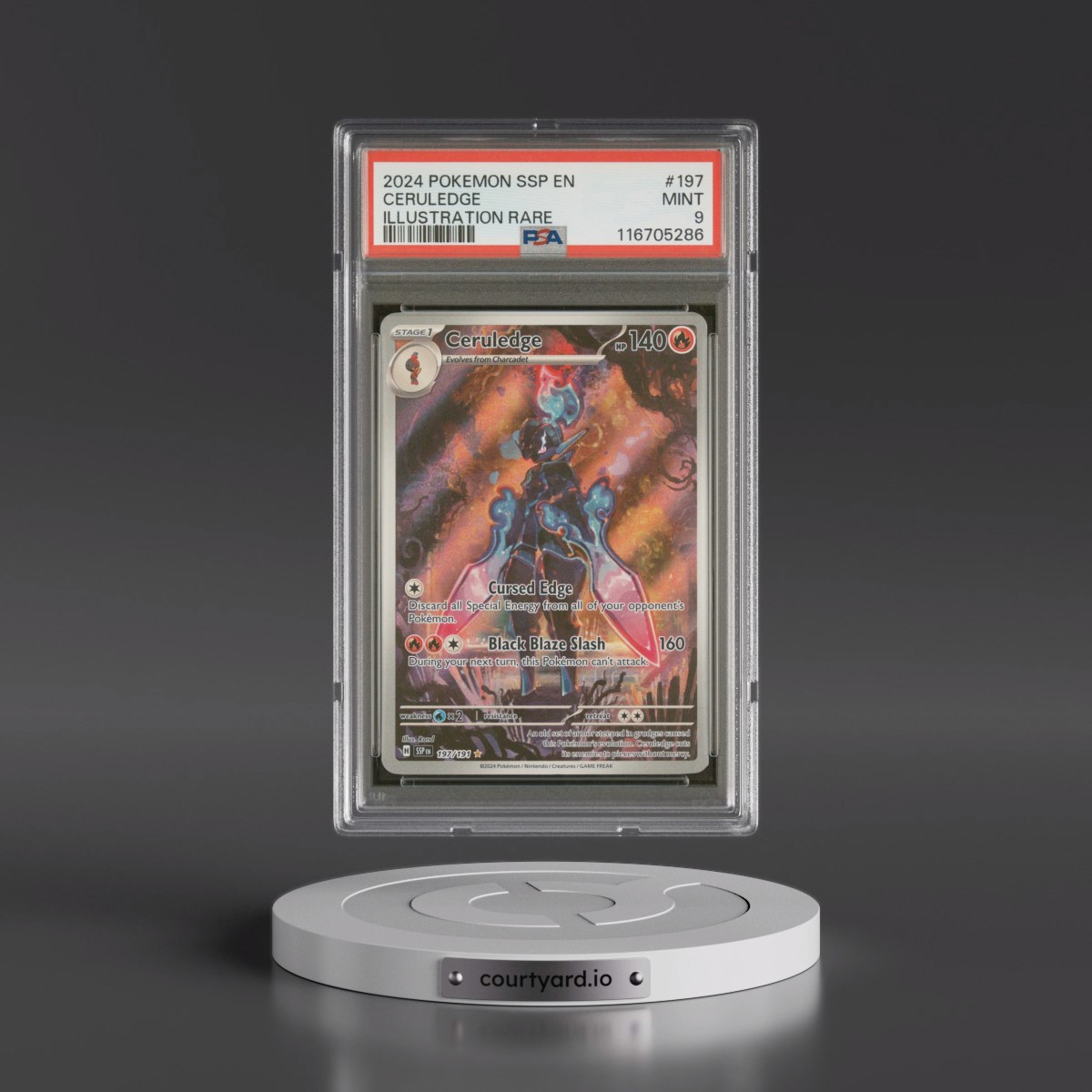 2024 Pokémon Ssp EN-Surging Sparks #197 Ceruledge - Illustration Rare (PSA 9 MINT)