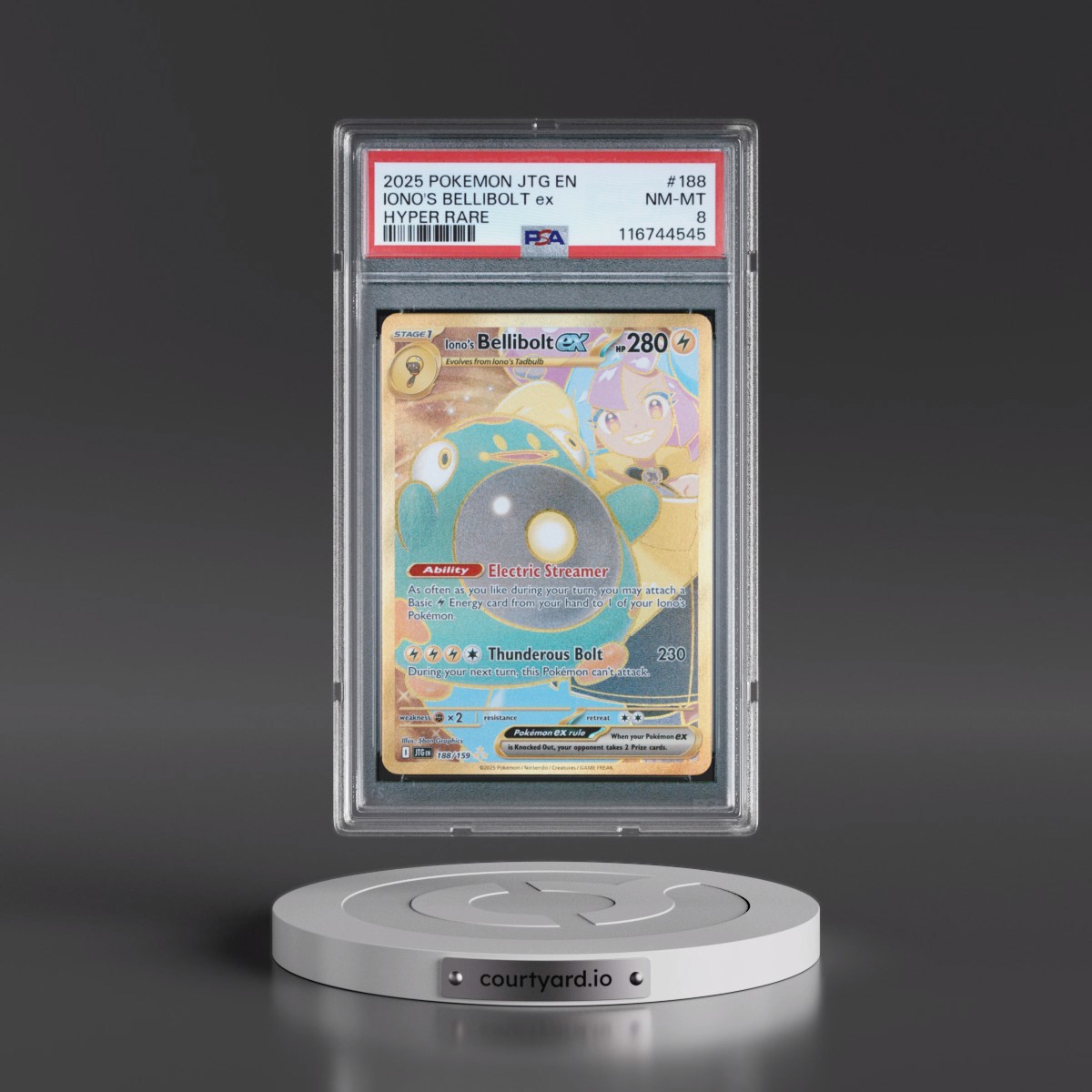2025 Pokémon Jtg EN-Journey Together #188 Iono's Bellibolt EX - Holo Hyper Rare (PSA 8 NM-MT)
