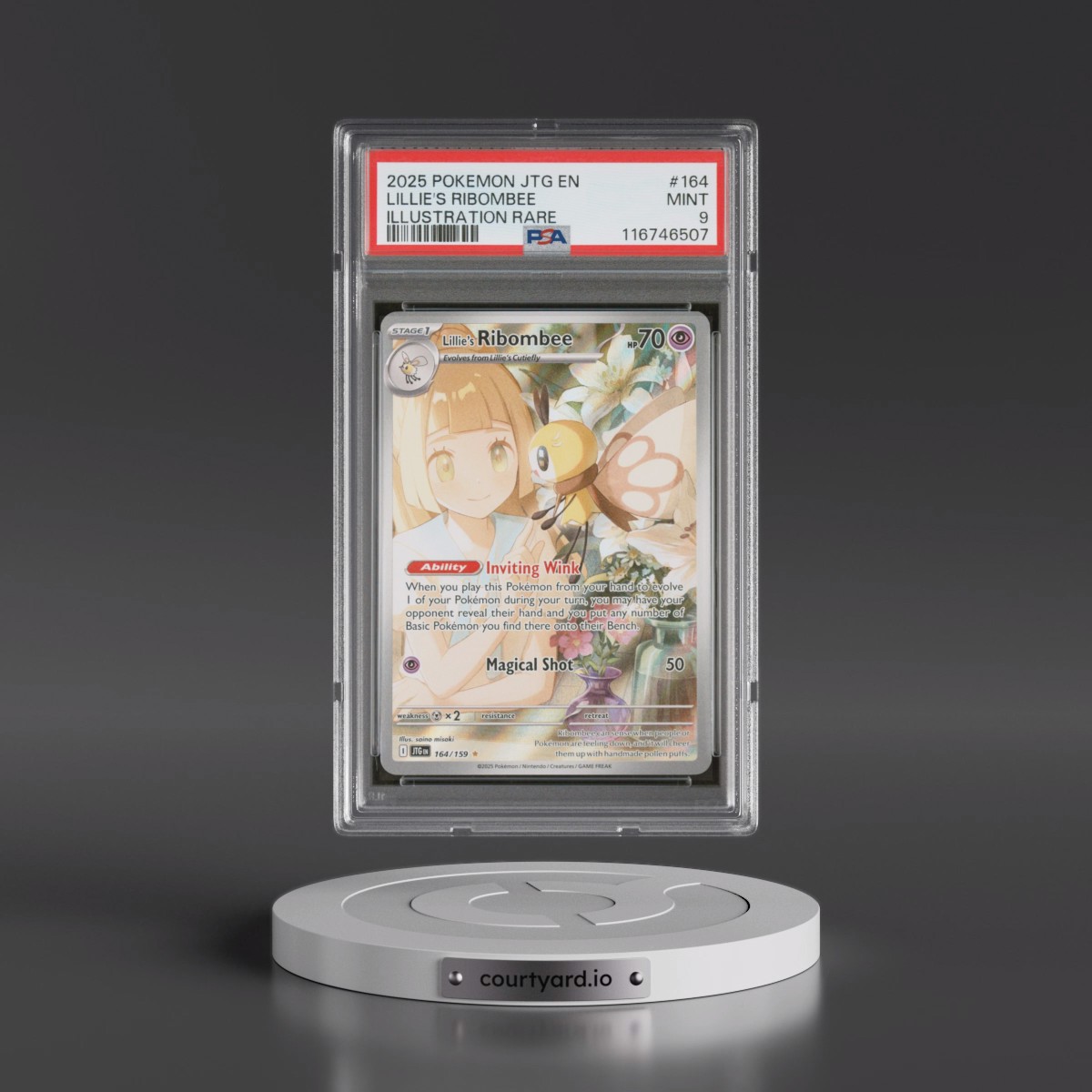 2025 Pokémon Jtg EN-Journey Together #164 Lillie's Ribombee - Illustration Rare (PSA 9 MINT)