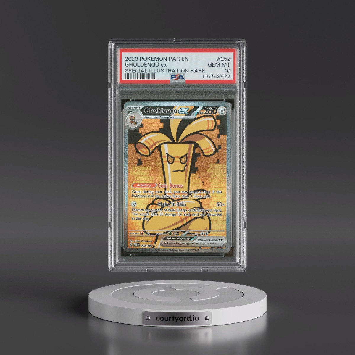 2023 Pokémon Par EN-Paradox Rift #252 Gholdengo EX - Holo Special Illustration Rare (PSA 10 GEM MINT)