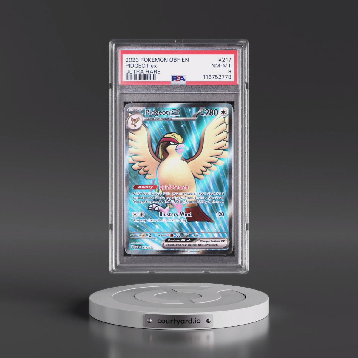 2023 Pokémon Obf EN-Obsidian Flames #217 Pidgeot EX - Holo Ultra Rare (PSA 8 NM-MT)