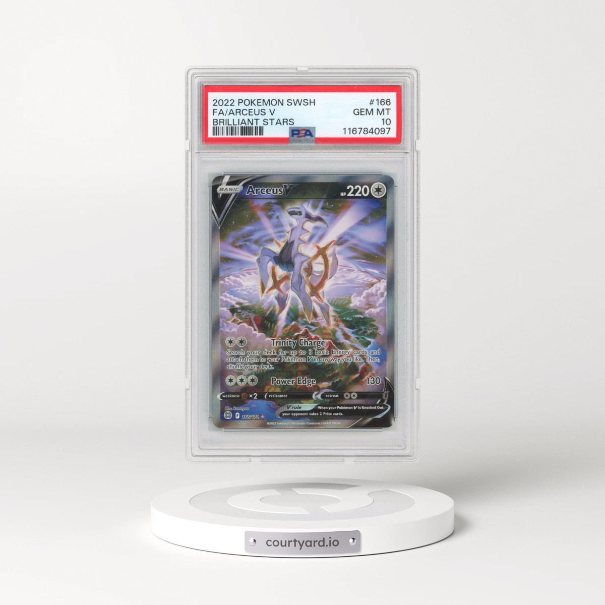 2022 Pokémon Sword & Shield Brilliant Stars #166 Arceus V - Holo Full Art (PSA 10 GEM MINT)