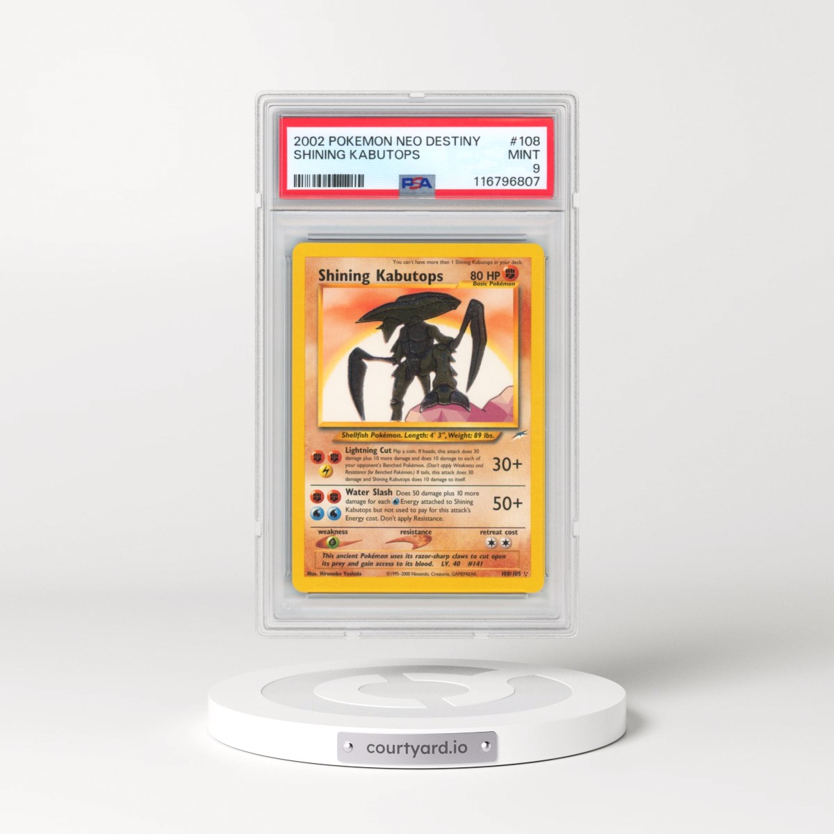 2002 Pokémon Neo Destiny #108 Shining Kabutops - Holo (PSA 9 MINT)