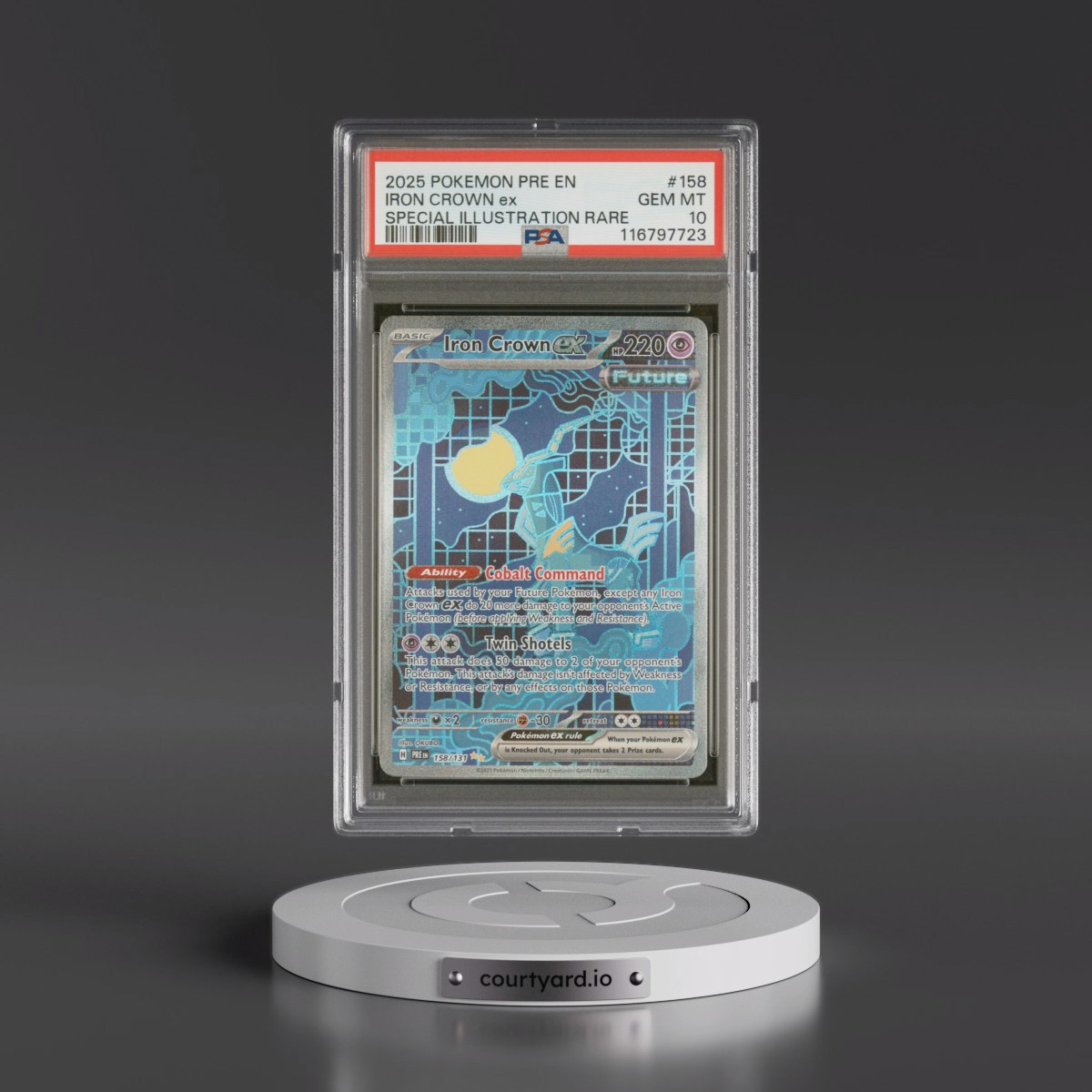 2025 Pokémon Pre EN-Prismatic Evolutions #158 Iron Crown EX - Holo Special Illustration Rare (PSA 10 GEM MINT)