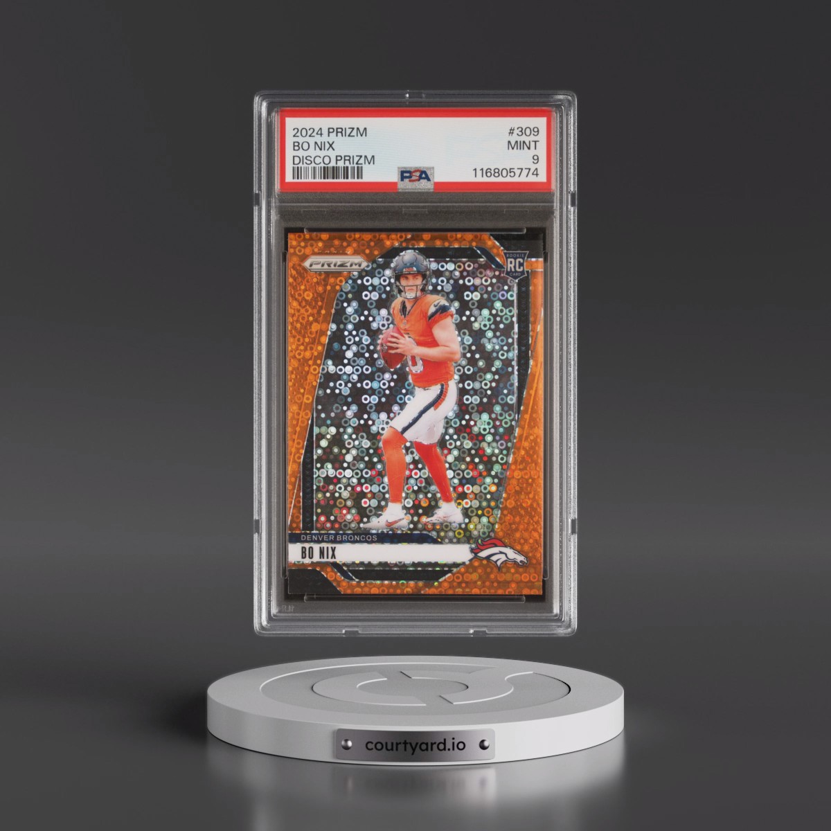 2024 Panini Prizm #309 Bo Nix - Disco Prizm (PSA 9 MINT)