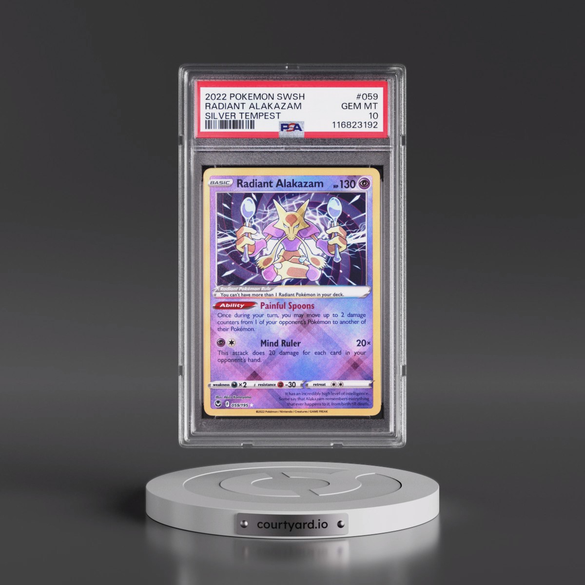 2022 Pokémon Sword & Shield Silver Tempest #059 Radiant Alakazam - Holo (PSA 10 GEM MINT)