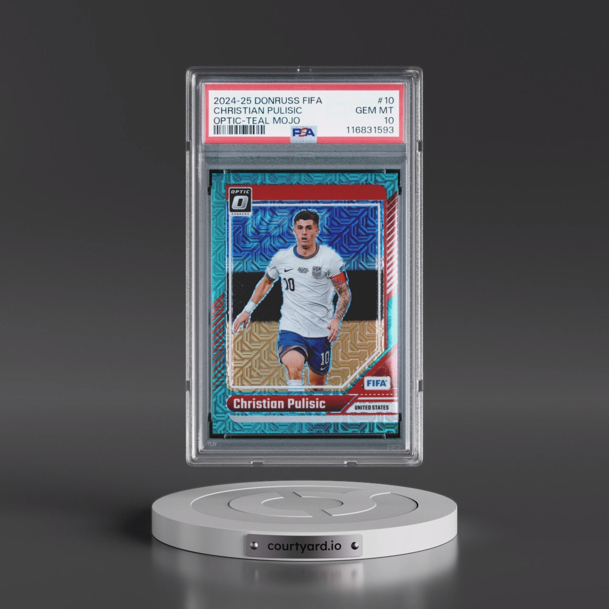 2024 Panini Donruss FIFA Christian Pulisic - Optic-Teal Mojo #10 PSA 10