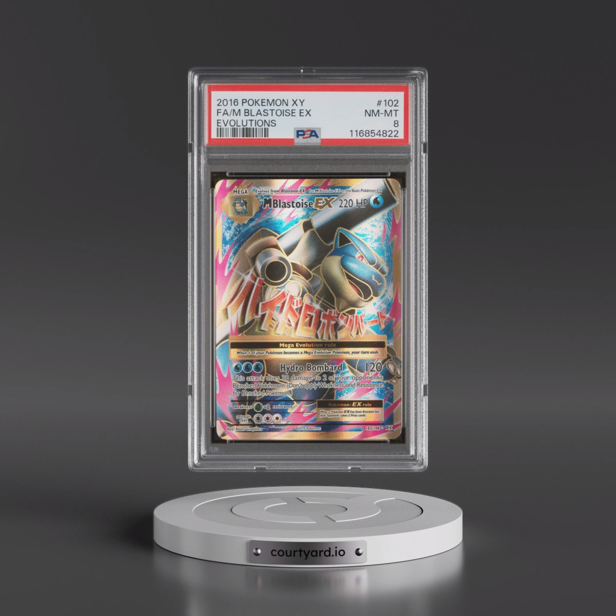 2016 Pokémon XY Evolutions #102 M Blastoise EX - Holo Full Art (PSA 8 NM-MT)