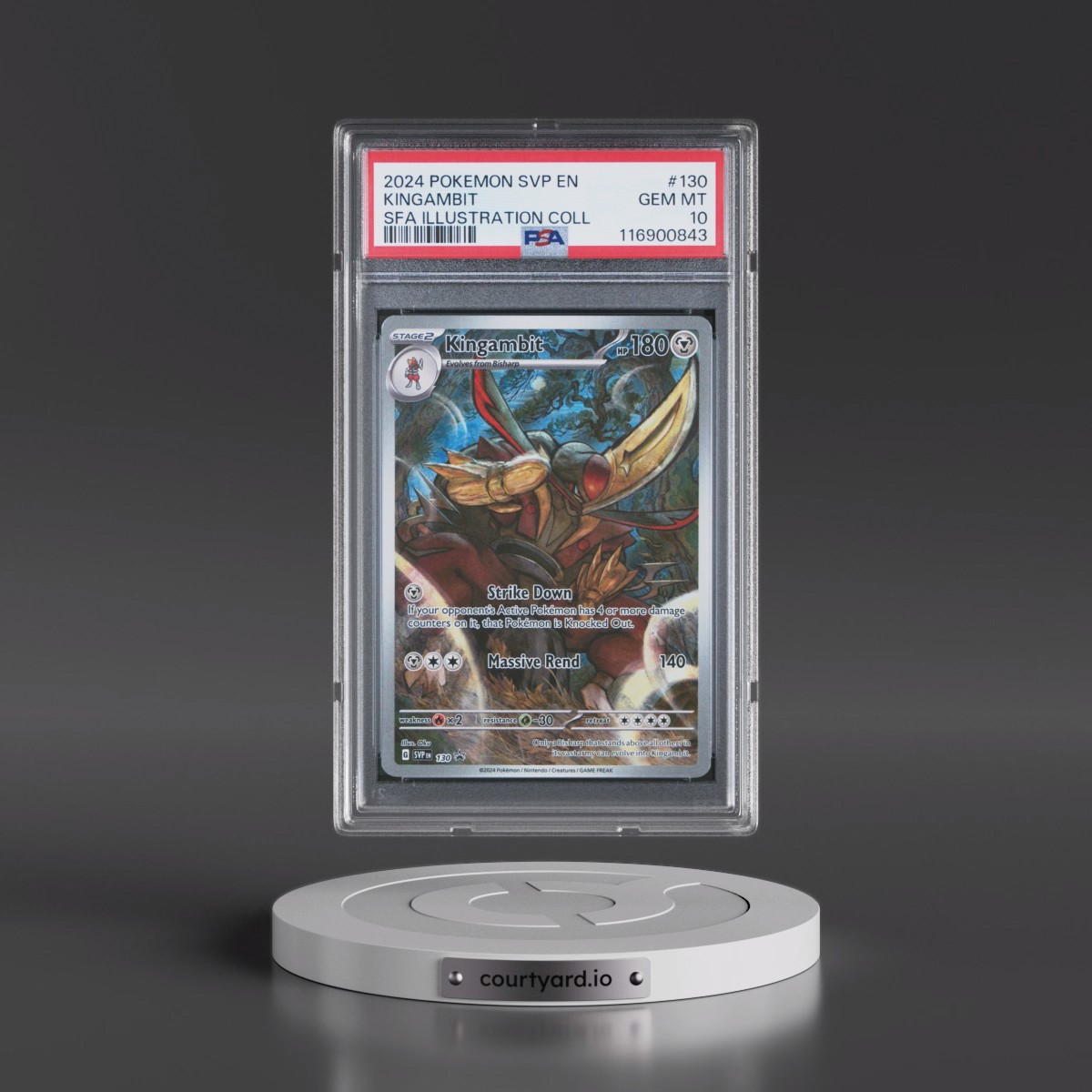 2024 Pokémon Svp EN-SV Black Star Promo #130 Kingambit - Shrouded Fable Illustration Collection (PSA 10 GEM MINT)