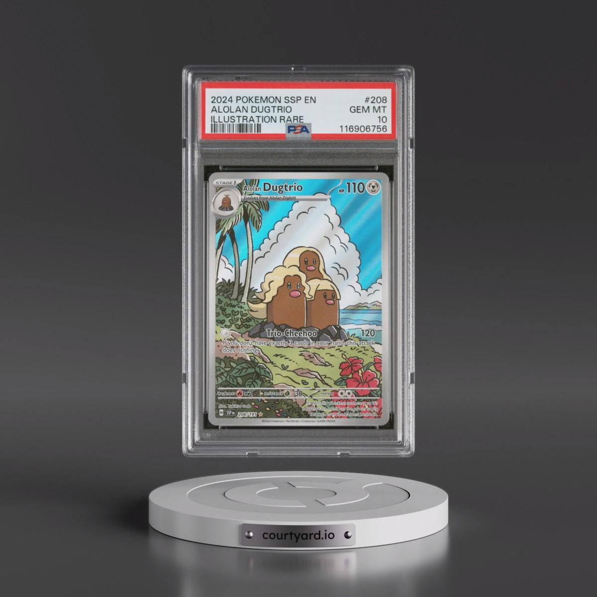 2024 Pokémon Ssp EN-Surging Sparks #208 Alolan Dugtrio - Illustration Rare (PSA 10 GEM MINT)