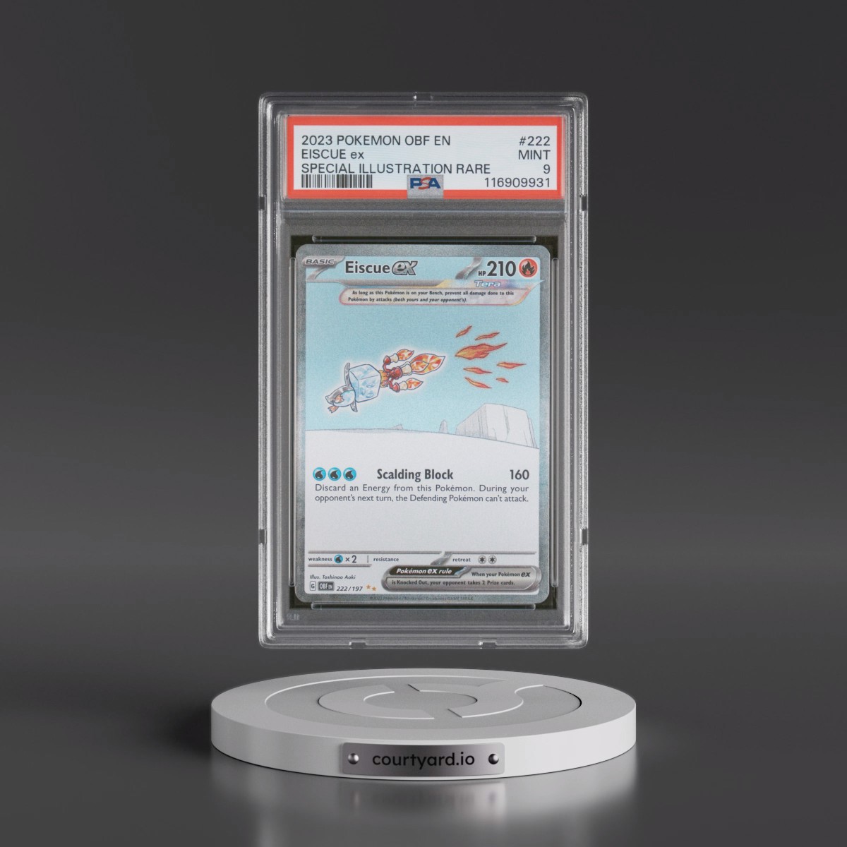 2023 Pokémon Obf EN-Obsidian Flames #222 Eiscue EX - Holo Special Illustration Rare (PSA 9 MINT)