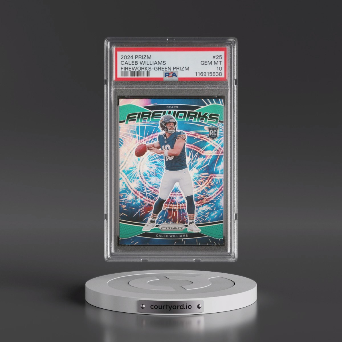 2024 Panini Prizm Fireworks Caleb Williams - Green Prizm #25 PSA 10