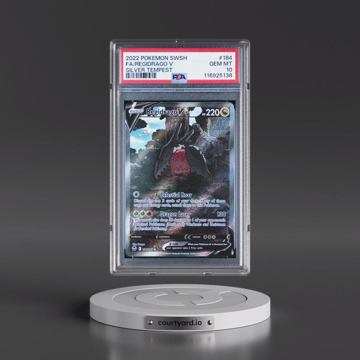 2022 Pokémon Sword & Shield Silver Tempest #184 Regidrago V - Holo Full Art (PSA 10 GEM MINT)