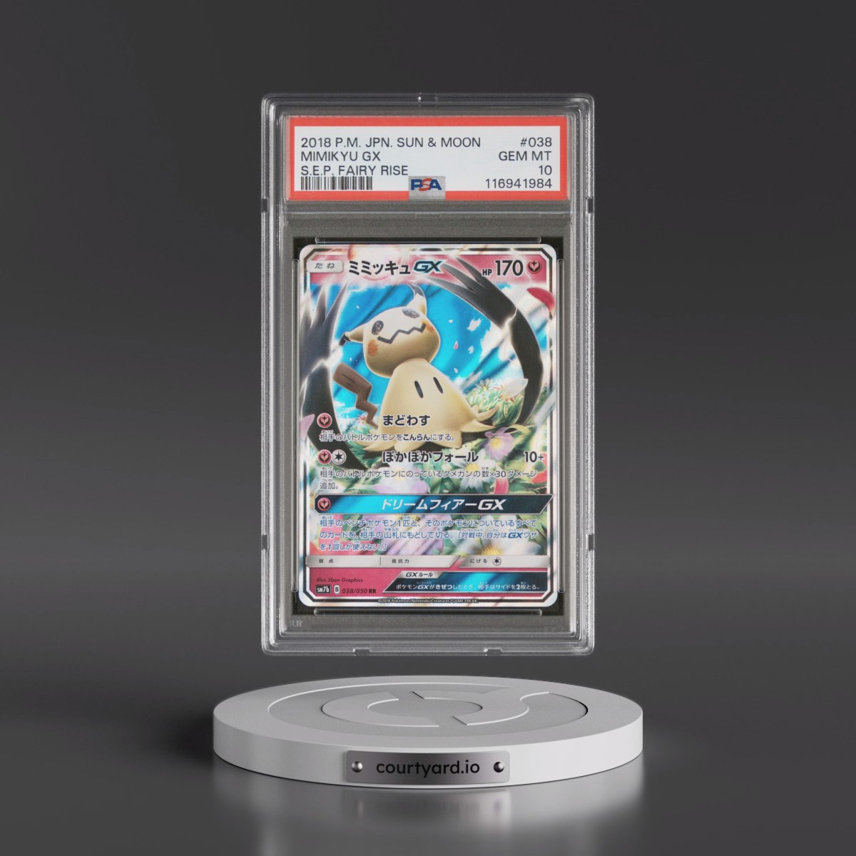 2018 Pokémon Sun & Moon Strength Expansion Pack Fairy Rise #038 Mimikyu GX - Holo (PSA 10 GEM MINT)
