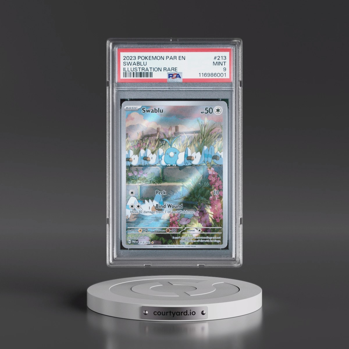2023 Pokémon Par EN-Paradox Rift #213 Swablu - Illustration Rare (PSA 9 MINT)