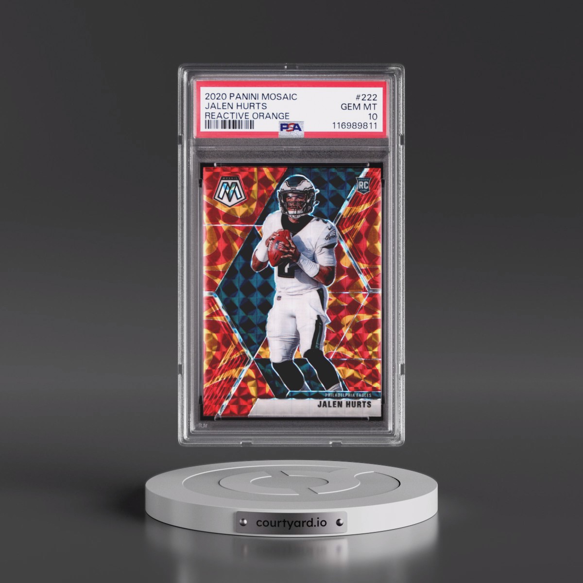 2020 Panini Mosaic Jalen Hurts - Reactive Orange #222 PSA 10