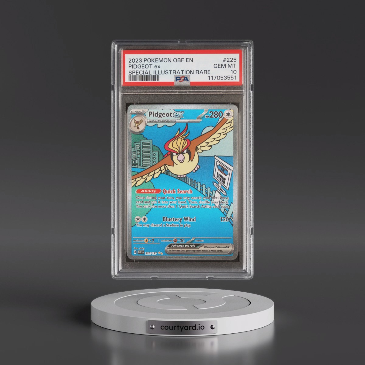 2023 Pokémon Obf EN-Obsidian Flames #225 Pidgeot EX - Holo Special Illustration Rare (PSA 10 GEM MINT)