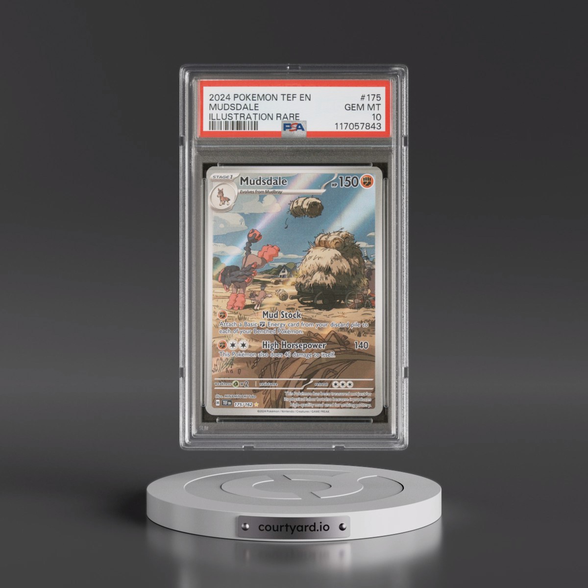 2024 Pokémon Tef EN-Temporal Forces #175 Mudsdale - Illustration Rare (PSA 10 GEM MINT)