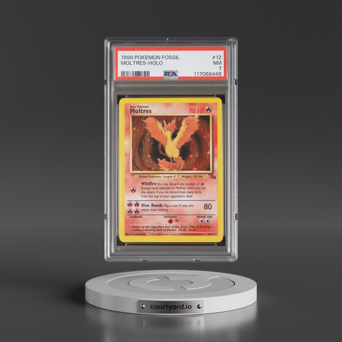 1999 Pokémon Fossil #12 Moltres - Holo (PSA 7 NM)