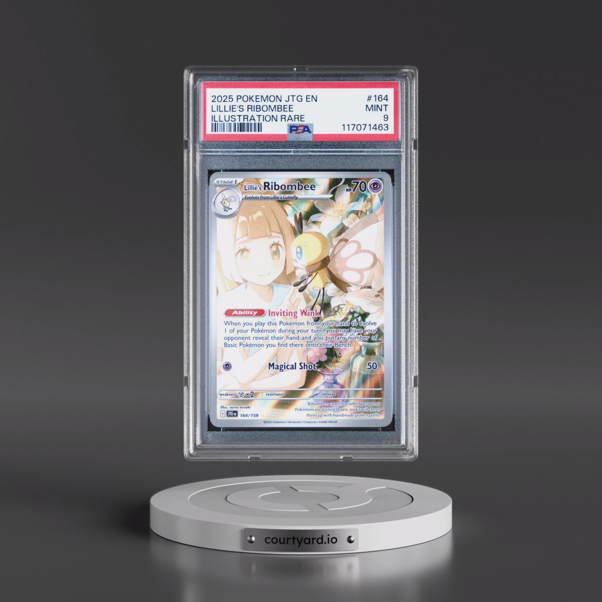 2025 Pokémon Jtg EN-Journey Together #164 Lillie's Ribombee - Illustration Rare (PSA 9 MINT)
