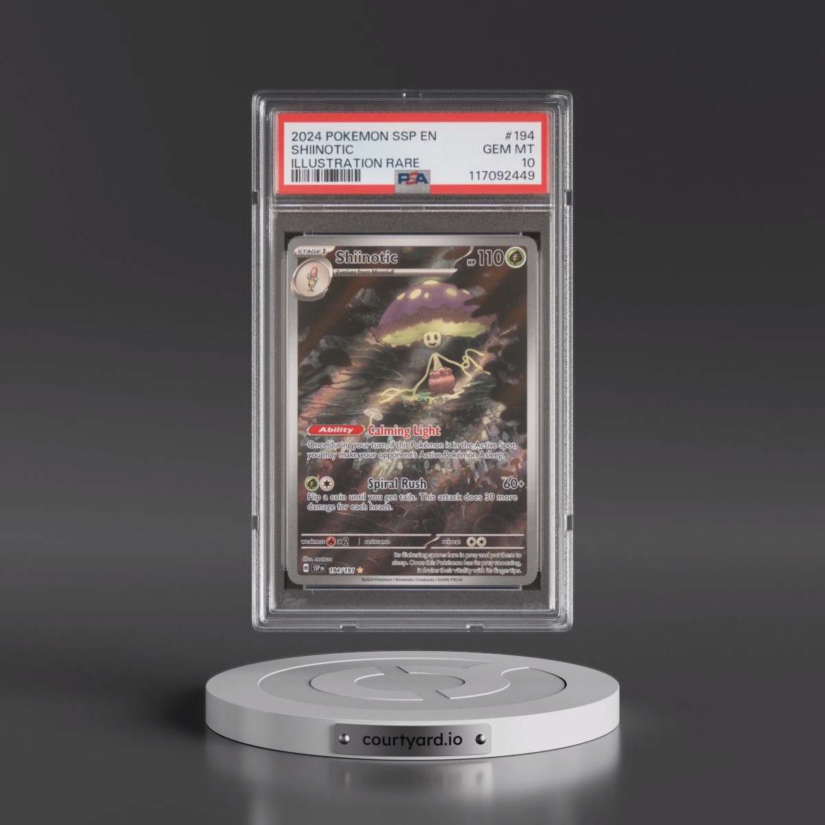 2024 Pokémon Ssp EN-Surging Sparks #194 Shiinotic - Illustration Rare (PSA 10 GEM MINT)