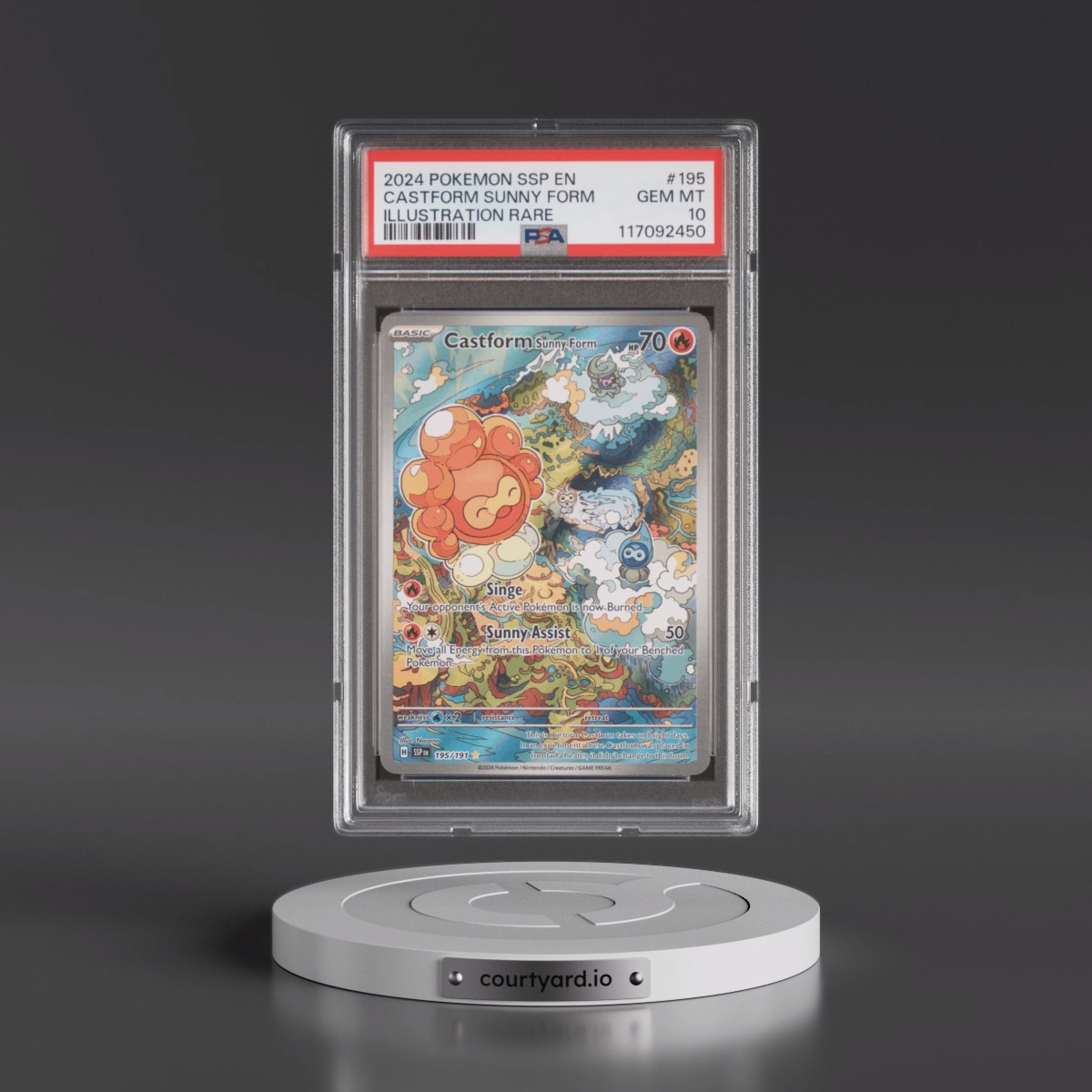 2024 Pokémon Ssp EN-Surging Sparks #195 Castform Sunny Form - Illustration Rare (PSA 10 GEM MINT)