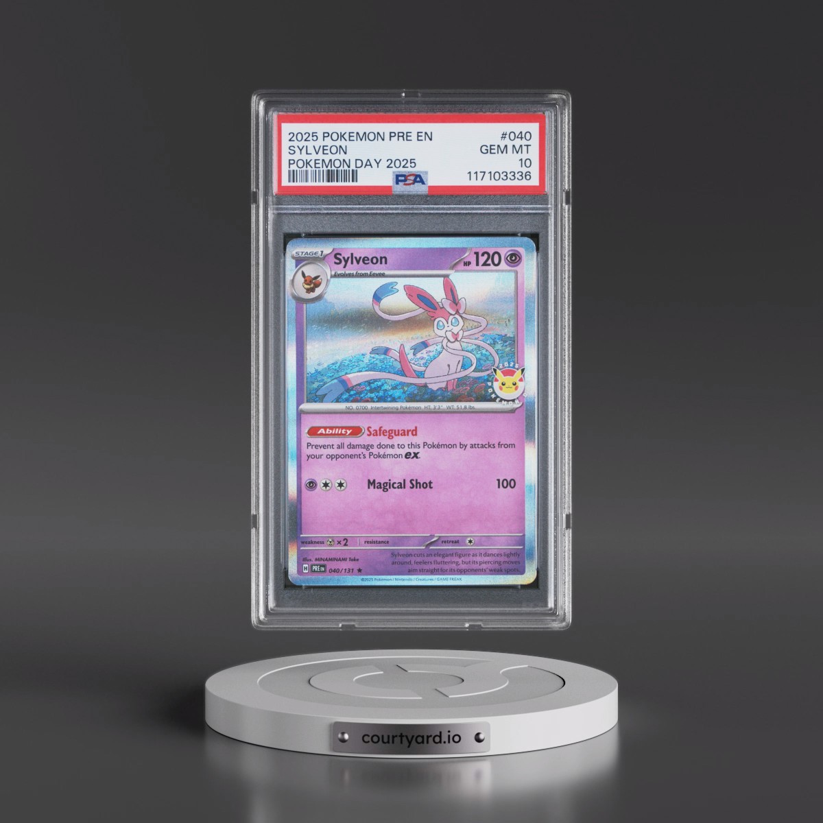 2025 Pokémon Pre EN-Prismatic Evolutions #040 Sylveon - Pokemon Day 2025 (PSA 10 GEM MINT)